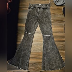 Black wash bell bottom jeans